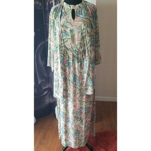 Womens Floral Apricot Tiered Floaty Flare Tunic Dress Brand New Tags Size L YJ01